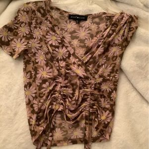 Brand: social scene Size:XS Color: Light coffee brown with blush pink flowers